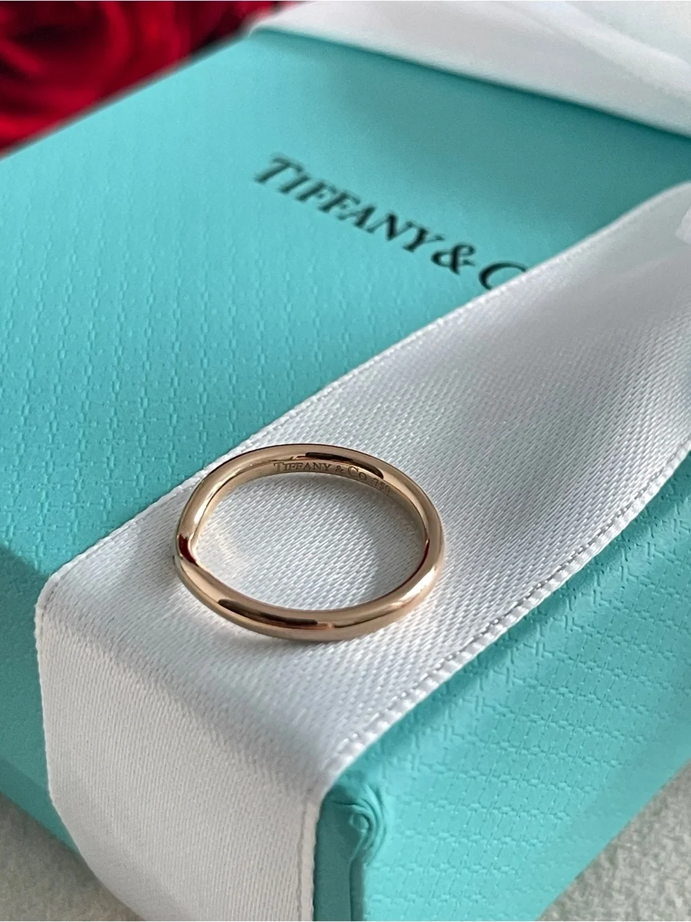 Tiffany & Co Elsa Peretti Curved Band Ring Rose Gold 3 Diamonds Sz 4